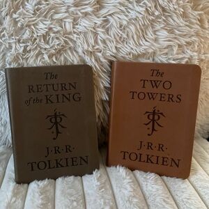 The Return of the King and The Two Towers Books Faux Leather Bound Hobbit Sized
